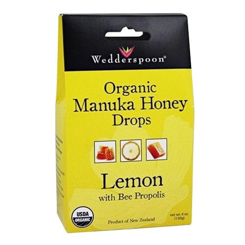 Wedderspoon Organic Manuka Lemon with Bee Propolis Honey Drops, 4 Oz